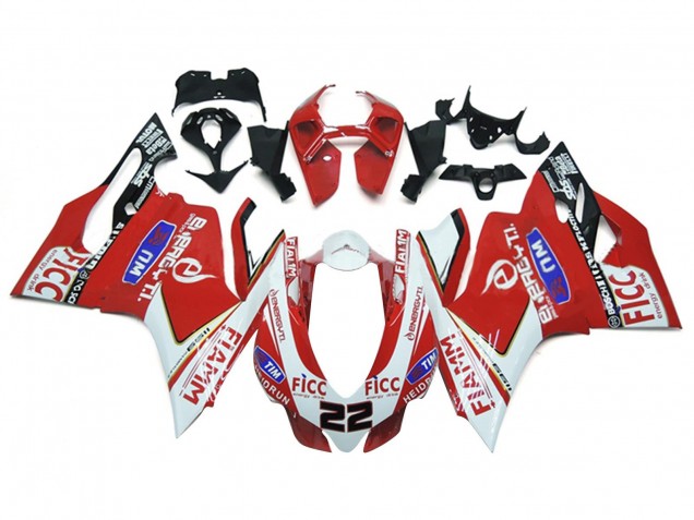 Lojas Carenagens Moto Ducati 1199 2011-2014 - Branco Vermelho Preto Brilhante Fiamm Ficc 22