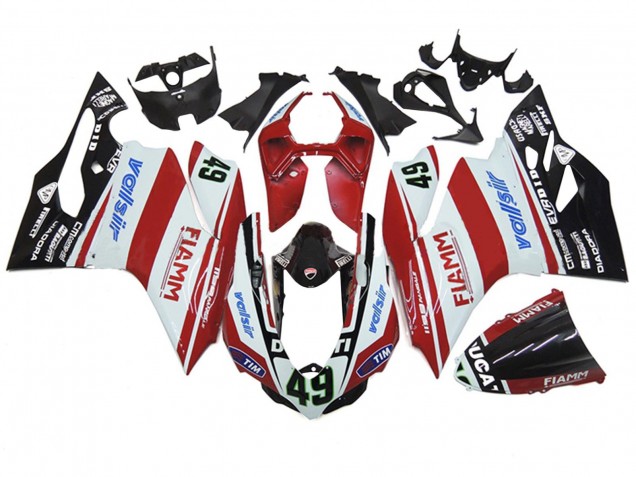 Lojas Carenagens Moto Ducati 1199 2011-2014 - Branco Vermelho Preto Brilhante Valsir Fiamm 49