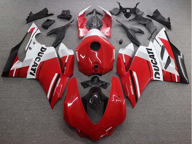 Lojas Carenagem Moto Ducati 959 2015-2020 - Branco Vermelho Preto Brilhante