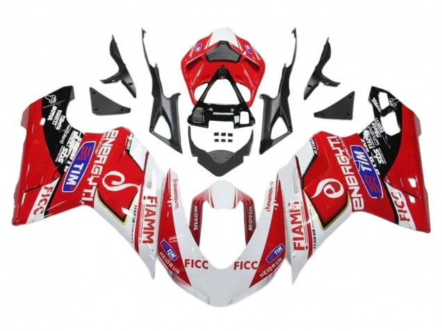 Lojas Carenagens Moto Ducati 1199 2011-2014 - Branco Vermelho Preto Brilhante Ficc Fiamm