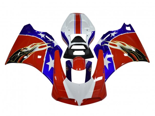 Lojas Carenagens Moto Ducati 748/916/996/998 1993-2005 - Branco Vermelho Azul Preto Chama