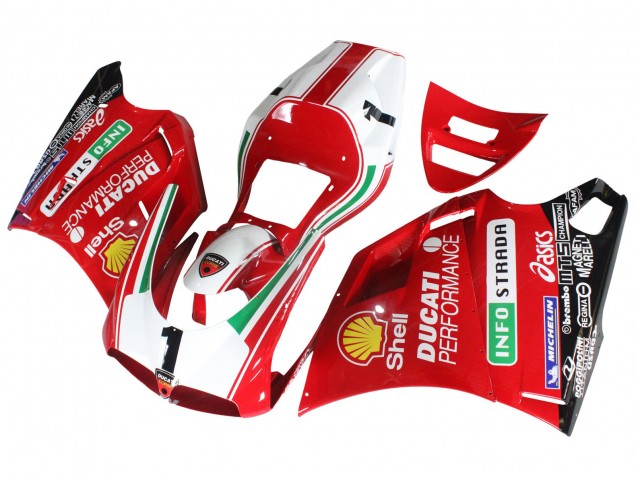 Lojas Carenagens Moto Ducati 748/916/996/998 1993-2005 - Branco Vermelho Amarelo Verde Preto Brilhante Performance
