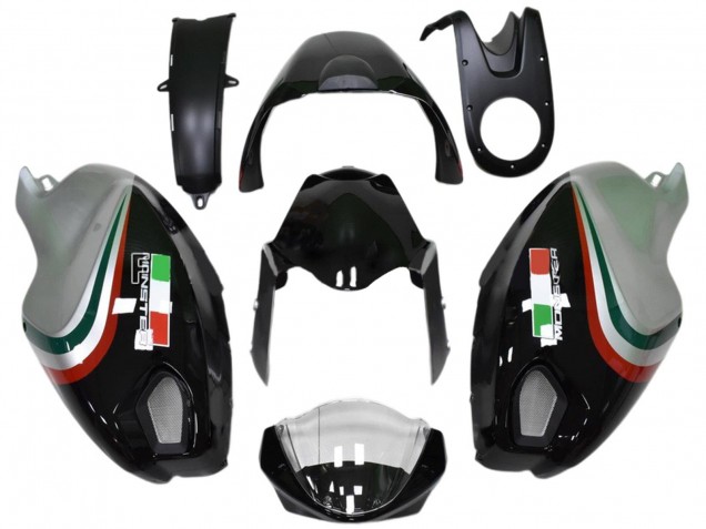 Lojas Carenagens Moto Ducati Monster 696 796 1100 1100S 2008-2012 - Preto Brilhante Prata Vermelho Verde