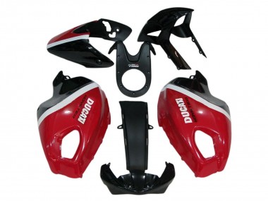Lojas Carenagens Moto Ducati Monster 696 796 1100 1100S 2008-2012 - Vermelho Branco Preto Brilhante