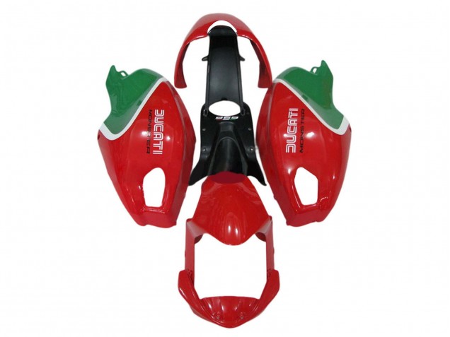 Lojas Carenagens Moto Ducati Monster 696 796 1100 1100S 2008-2012 - Vermelho Branco Verde