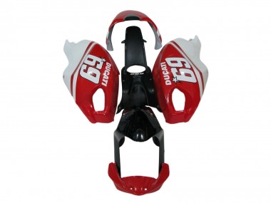 Lojas Carenagens Moto Ducati Monster 696 796 1100 1100S 2008-2012 - Branco Vermelho Preto Brilhante 69