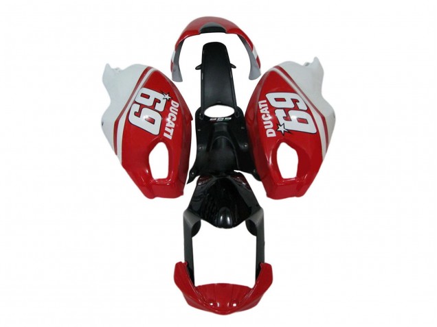 Lojas Carenagens Moto Ducati Monster 696 796 1100 1100S 2008-2012 - Branco Vermelho Preto Brilhante 69