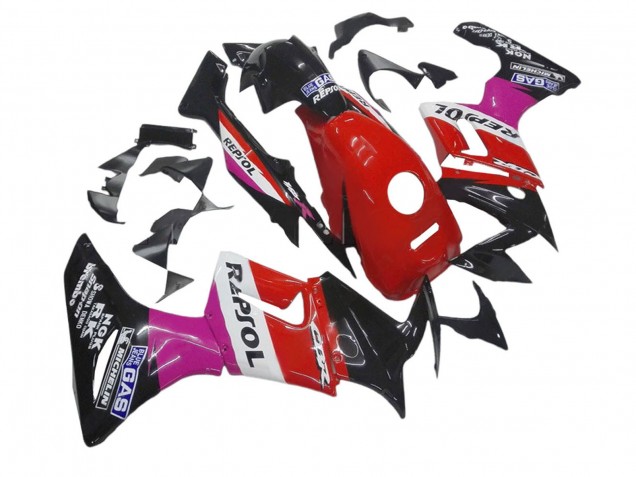 Lojas Carenagens Moto Honda CBR125R 2002-2006 - Rosa Branco Vermelho Preto Brilhante Repsol Michelin