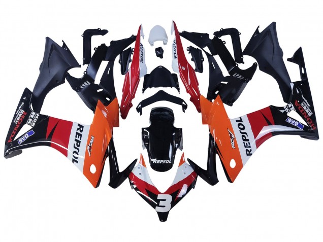 Lojas Carenagens Moto Honda CBR500R 2013-2015 - Laranja Branco Vermelho Preto Brilhante Repsol 3