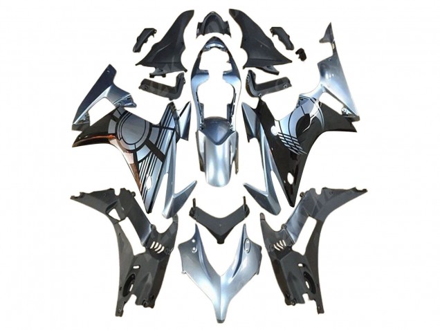 Lojas Kits Carenagem Moto Honda CBR500R 2013-2015 - Prata Preto Brilhante