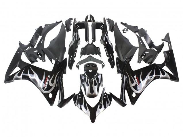 Lojas Carenagens Moto Honda CBR500R 2013-2015 - Preto Brilhante Prata Chama