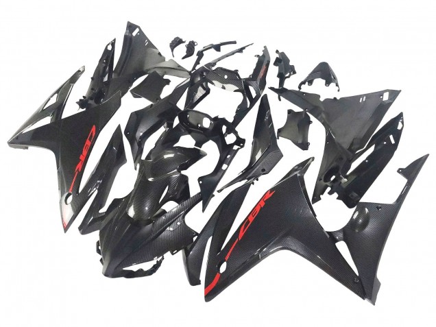 Lojas Carenagens Moto Honda CBR500R 2016-2018 - Preto Fibra de Carbono Vermelho