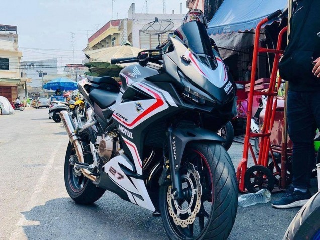 Lojas Carenagens Moto Honda CBR500R 2016-2018 - Branco Vermelho Preto Fosco