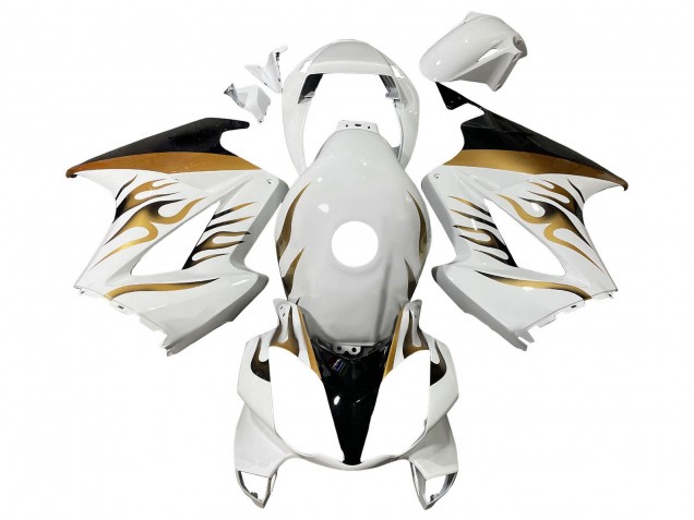 Lojas Carenagens Moto Honda VFR 800 2002-2013 - Branco Ouro Chama