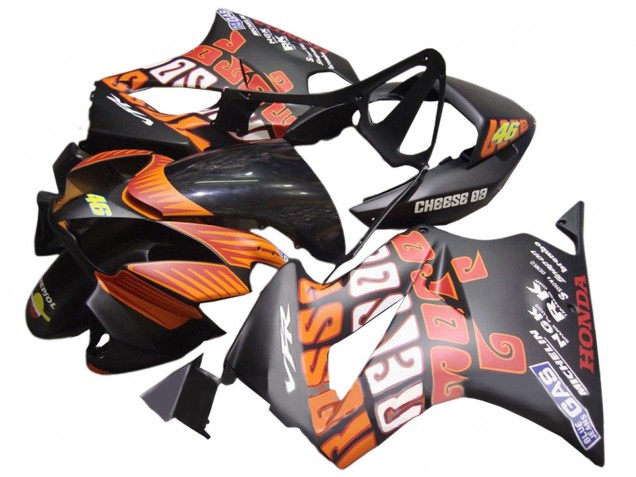 Lojas Carenagens Moto Honda VFR 800 2002-2013 - Preto Fosco Laranja Rossi Repsol 46