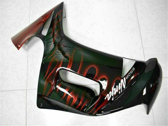 Lojas Carenagens Moto Kawasaki EX650 2006-2008 - Preto Brilhante Vermelho Chama