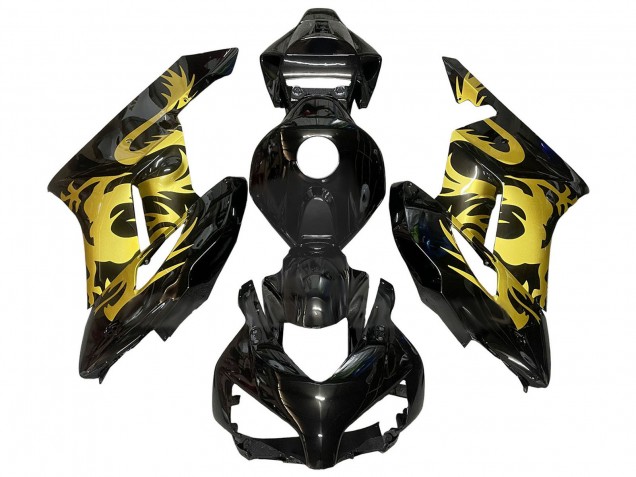 Lojas Carenagens Moto Honda CBR1000RR 2004-2005 - Ouro Preto Brilhante Dragão