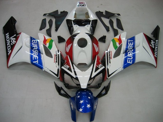 Lojas Carenagens Moto Honda CBR1000RR 2004-2005 - Branco Azul Vermelho Preto Brilhante Estrela EuroBet Lee
