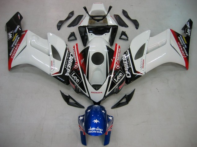 Lojas Carenagens Moto Honda CBR1000RR 2004-2005 - Branco Azul Vermelho Preto Brilhante Estrela Carrera Lee