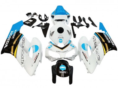 Lojas Carenagens Moto Honda CBR1000RR 2004-2005 - Branco Azul Claro Amarelo Preto Konica Minolta