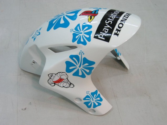Lojas Carenagens Moto Honda CBR1000RR 2004-2005 - Branco Azul Neve Nastro Azzurro 46
