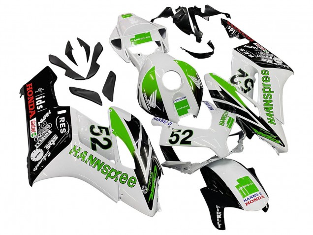 Lojas Carenagens Moto Honda CBR1000RR 2004-2005 - Branco Verde Preto Brilhante Hannspree 52
