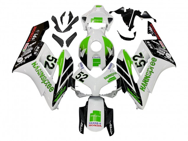 Lojas Carenagens Moto Honda CBR1000RR 2004-2005 - Branco Verde Preto Brilhante Hannspree 52