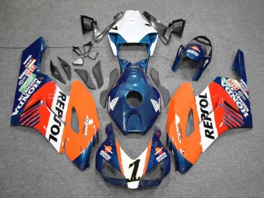 Lojas Carenagens Moto Honda CBR1000RR 2004-2005 - Laranja Branco Vermelho Azul Repsol