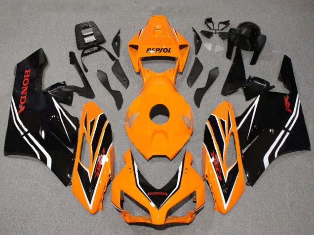 Lojas Carenagens Moto Honda CBR1000RR 2004-2005 - Laranja Branco Preto Brilhante Listra