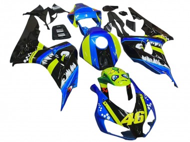 Lojas Carenagens Moto Honda CBR1000RR 2006-2007 - Azul Verde Fluorescente Preto Brilhante Tubarão 46