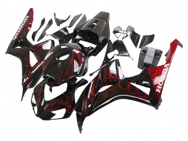 Lojas Carenagem Moto Honda CBR1000RR 2006-2007 - Preto Brilhante Vermelho Chama