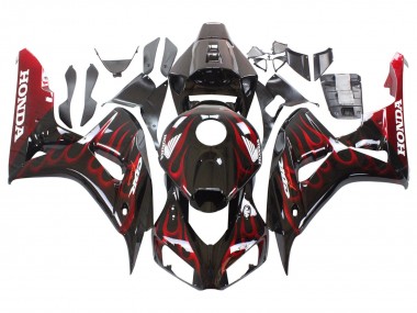 Lojas Carenagem Moto Honda CBR1000RR 2006-2007 - Preto Brilhante Vermelho Chama