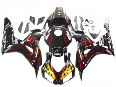Lojas Carenagens Moto Honda CBR1000RR 2006-2007 - Preto Brilhante Amarelo Vermelho Chama