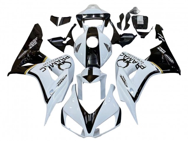 Lojas Carenagens Moto Honda CBR1000RR 2006-2007 - Branco Preto Brilhante Pramac