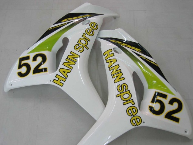 Lojas Carenagens Moto Honda CBR1000RR 2006-2007 - Branco Verde Preto Brilhante Hannspree 52