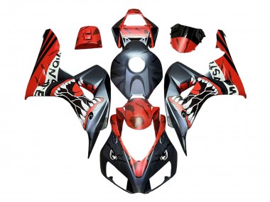 Lojas Carenagens Moto Honda CBR1000RR 2006-2007 - Vermelho Preto Fosco Monstro Tubarão