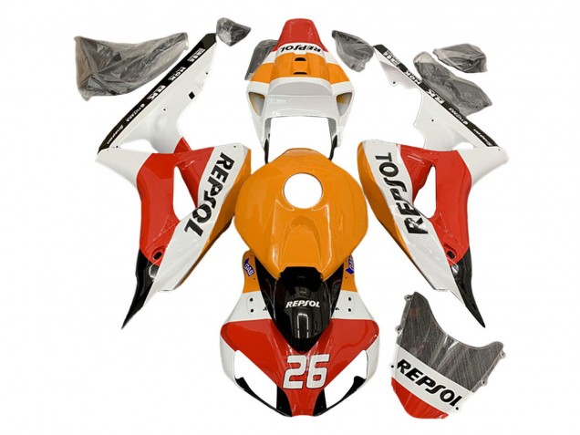 Lojas Carenagens Moto Honda CBR1000RR 2006-2007 - Laranja Branco Vermelho Preto Glossy Repsol 26