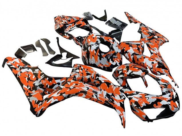 Lojas Carenagens Moto Honda CBR1000RR 2006-2007 - Preto Laranja Prata Camouflage