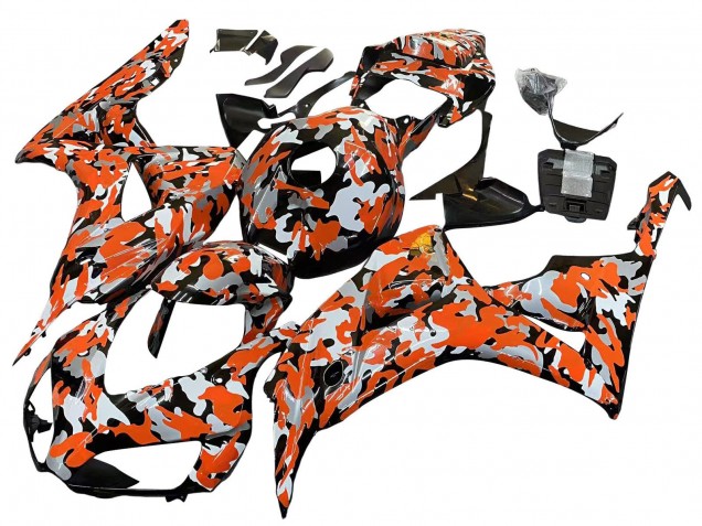 Lojas Carenagens Moto Honda CBR1000RR 2006-2007 - Preto Laranja Prata Camouflage