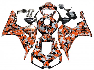 Lojas Carenagens Moto Honda CBR1000RR 2006-2007 - Preto Laranja Prata Camouflage