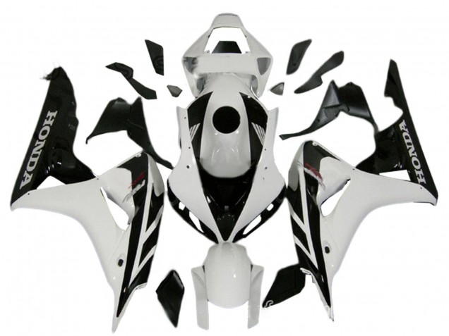 Lojas Kits Carenagem Moto Honda CBR1000RR 2006-2007 - Branco Preto Brilhante
