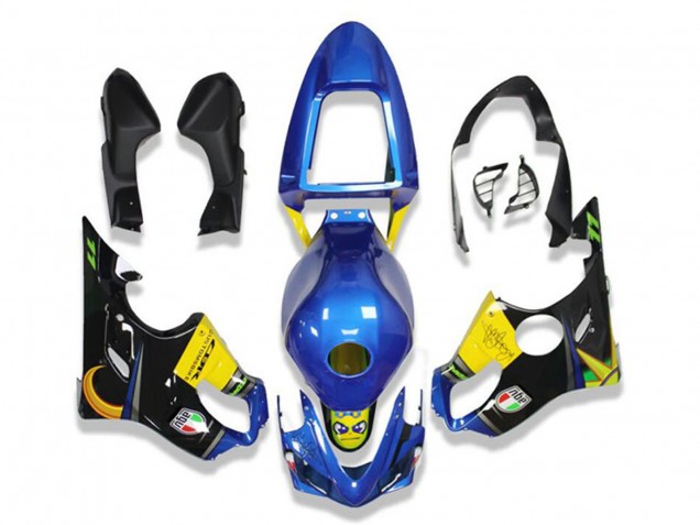 Lojas Carenagens Moto Honda CBR600 F4i 2001-2003 - Azul Amarelo Preto Brilhante Tubarão