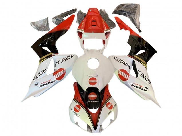 Lojas Carenagens Moto Honda CBR1000RR 2006-2007 - Branco Vermelho Preto Brilhante Konica Minolta