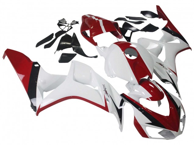 Lojas Kits Carenagem Moto Honda CBR1000RR 2006-2007 - Branco Vermelho Preto Brilhante