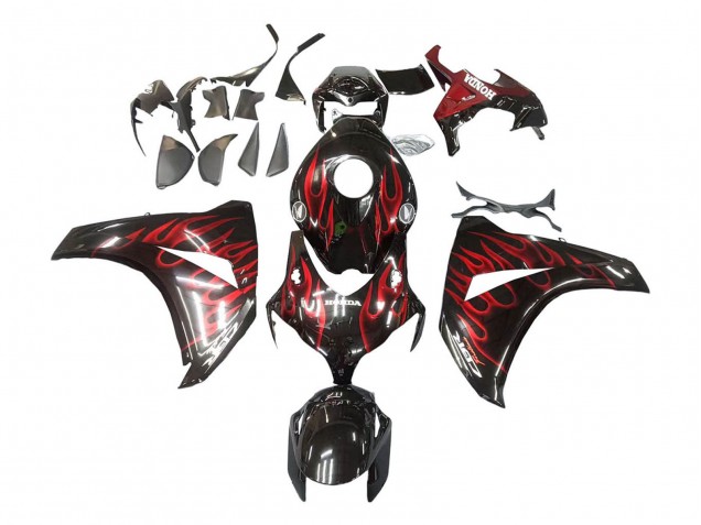 Lojas Carenagem Moto Honda CBR1000RR 2008-2011 - Preto Brilhante Vermelho Chama