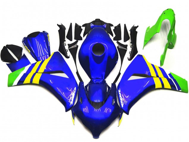 Lojas Carenagens Moto Honda CBR1000RR 2008-2011 - Azul Amarelo Branco Verde