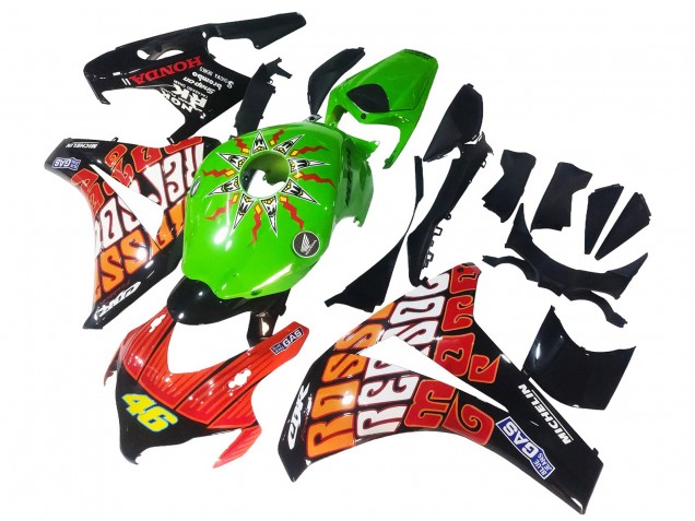 Lojas Carenagens Moto Honda CBR1000RR 2008-2011 - Verde Laranja Preto Brilhante Rossi Michelin 46