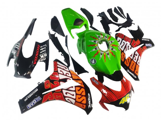 Lojas Carenagens Moto Honda CBR1000RR 2008-2011 - Verde Laranja Preto Brilhante Rossi Michelin 46