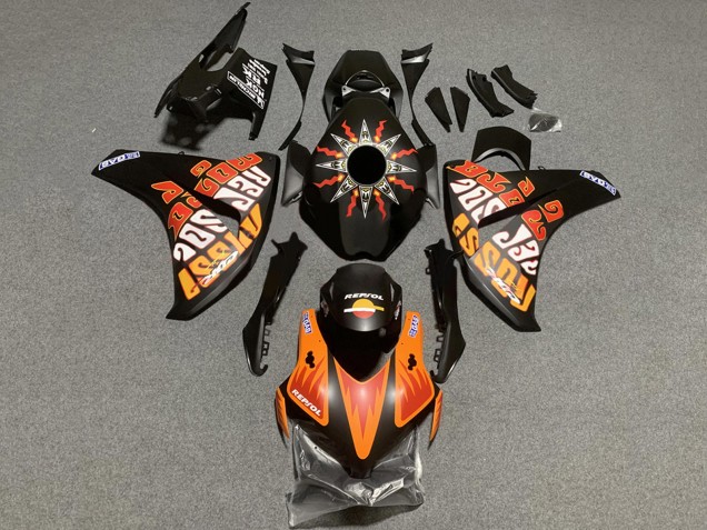 Lojas Carenagens Moto Honda CBR1000RR 2008-2011 - Preto Fosco Laranja Repsol Rossi