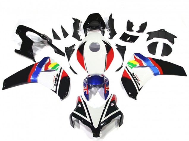 Lojas Carenagens Moto Honda CBR1000RR 2008-2011 - Branco Vermelho Azul Preto Brilhante Estrela